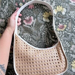 A New Day Tan Woven Women's Shoulder Bag
